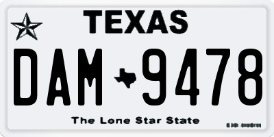 TX license plate DAM9478