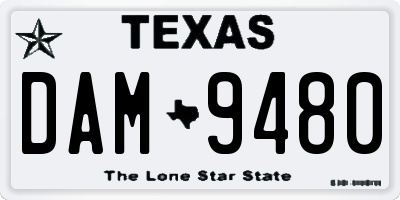 TX license plate DAM9480