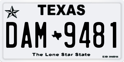 TX license plate DAM9481
