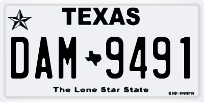 TX license plate DAM9491