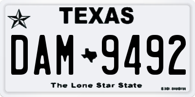 TX license plate DAM9492