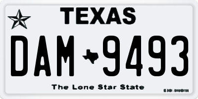 TX license plate DAM9493