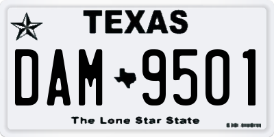 TX license plate DAM9501