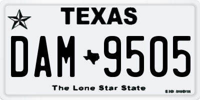 TX license plate DAM9505