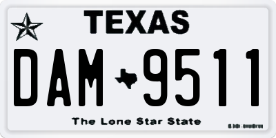 TX license plate DAM9511