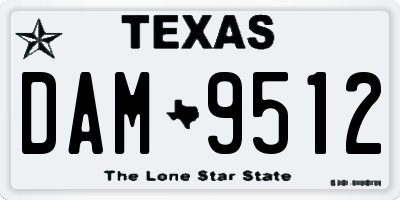 TX license plate DAM9512