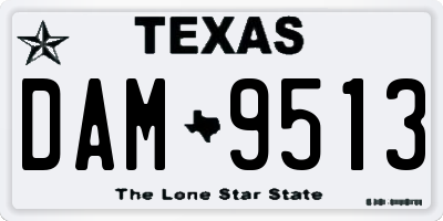 TX license plate DAM9513