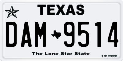 TX license plate DAM9514