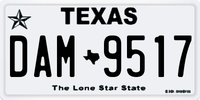 TX license plate DAM9517
