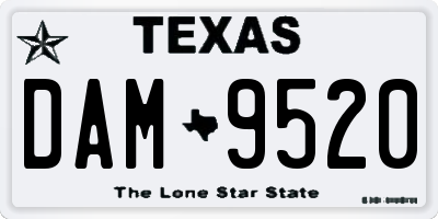 TX license plate DAM9520