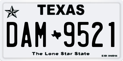 TX license plate DAM9521