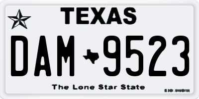 TX license plate DAM9523