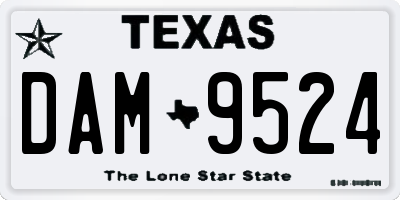 TX license plate DAM9524