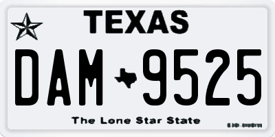 TX license plate DAM9525