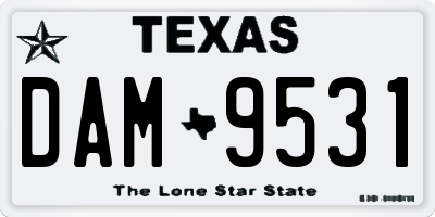 TX license plate DAM9531