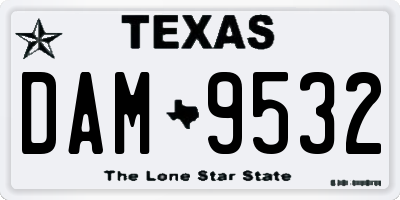 TX license plate DAM9532