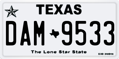 TX license plate DAM9533
