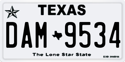 TX license plate DAM9534