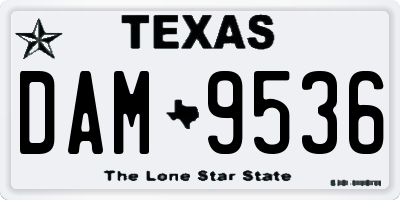 TX license plate DAM9536