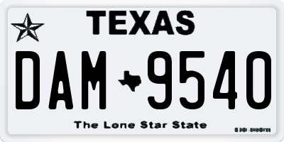 TX license plate DAM9540