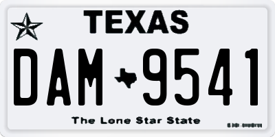 TX license plate DAM9541