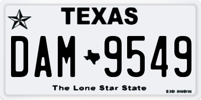 TX license plate DAM9549