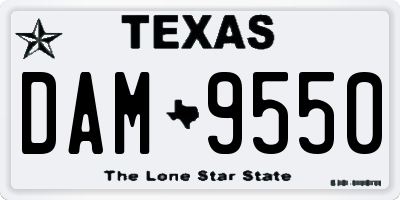 TX license plate DAM9550