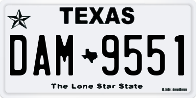 TX license plate DAM9551