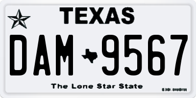 TX license plate DAM9567