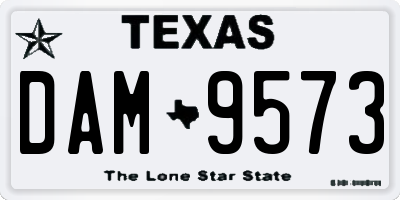 TX license plate DAM9573