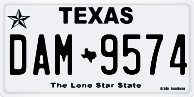 TX license plate DAM9574