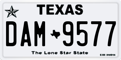 TX license plate DAM9577