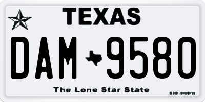 TX license plate DAM9580
