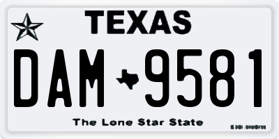 TX license plate DAM9581
