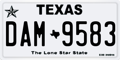 TX license plate DAM9583