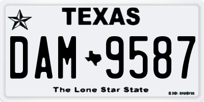 TX license plate DAM9587