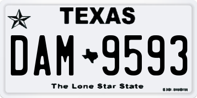 TX license plate DAM9593