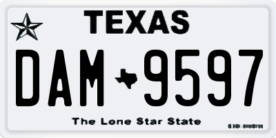 TX license plate DAM9597