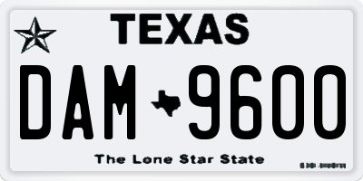 TX license plate DAM9600