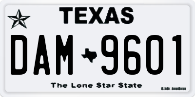 TX license plate DAM9601