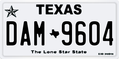 TX license plate DAM9604