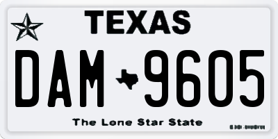 TX license plate DAM9605