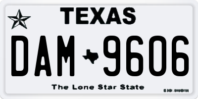 TX license plate DAM9606