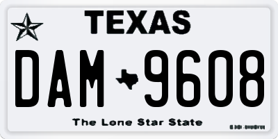 TX license plate DAM9608