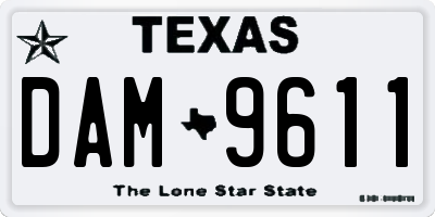 TX license plate DAM9611