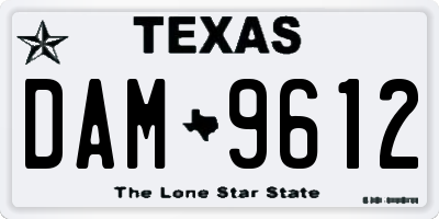 TX license plate DAM9612