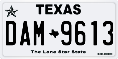 TX license plate DAM9613