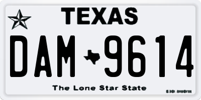 TX license plate DAM9614