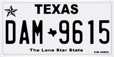 TX license plate DAM9615