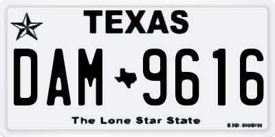 TX license plate DAM9616